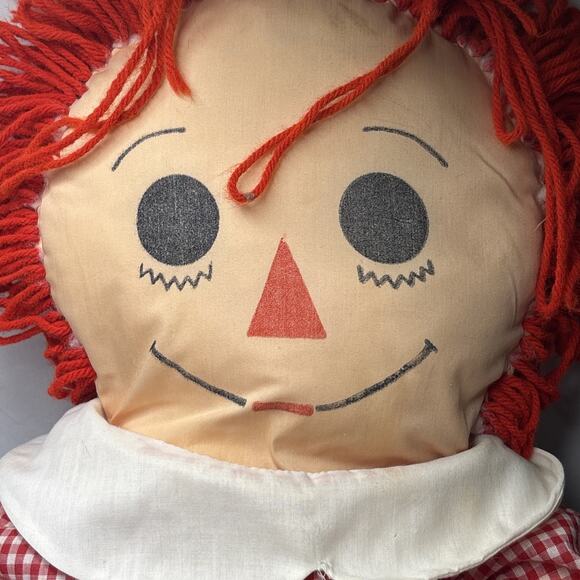 Raggedy Ann Cloth Doll 36” Jumbo Size – Vintage Style Red Yarn Hair Blue Pants C - Picture 2 of 7